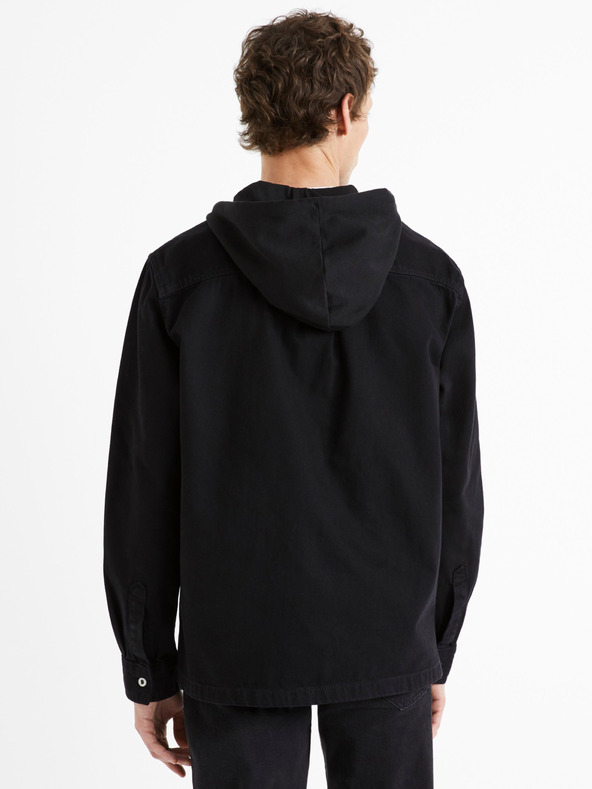 Celio Schwarzes Herren Denim Kapuzenshirt Celio Dadenim