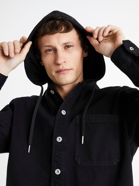 Celio Schwarzes Herren Denim Kapuzenshirt Celio Dadenim