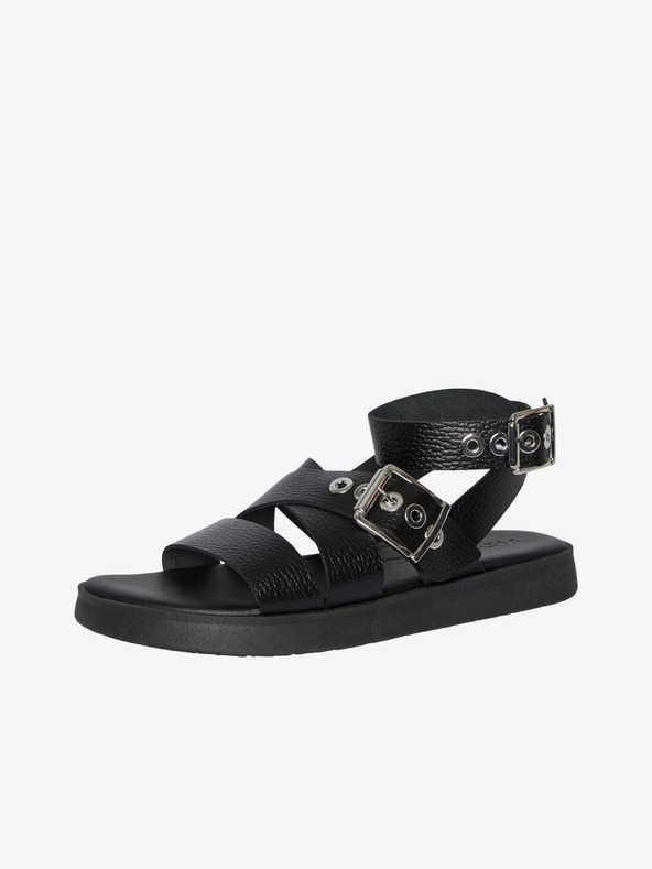 Pieces Schwarz Damen Leder Sandalen Pieces Shela