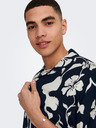 ONLY & SONS Dunkelblaues ONLY & SONS Dash gemustertes Herren-Kurzarmhemd