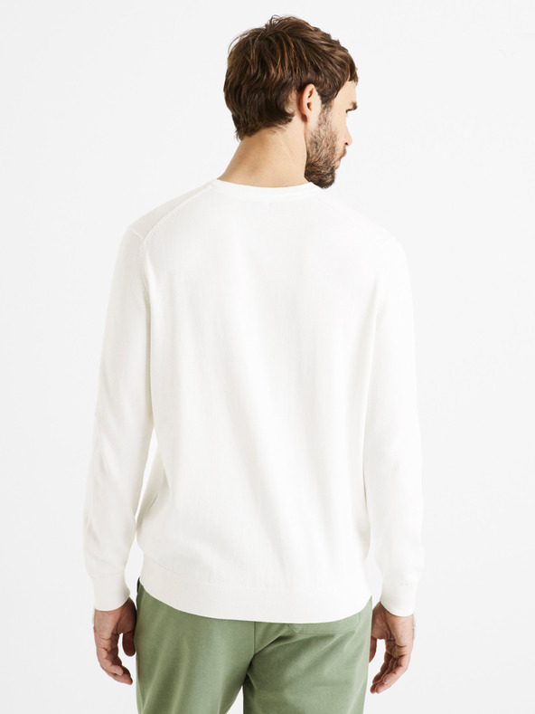 Celio Cremefarbener Herren-Basic-Pullover Celio Decoton