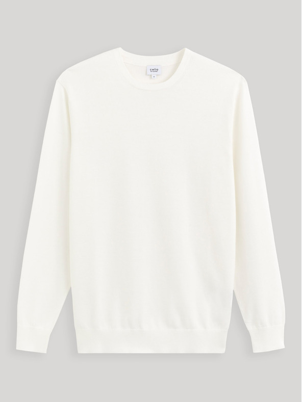 Celio Cremefarbener Herren-Basic-Pullover Celio Decoton