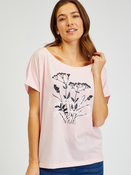 Sam 73 Hellrosa bedrucktes Damen-T-Shirt SAM73 Circinus
