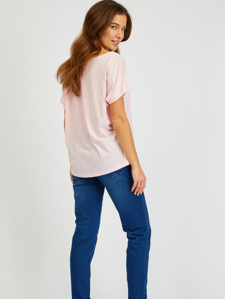 Sam 73 Hellrosa bedrucktes Damen-T-Shirt SAM73 Circinus