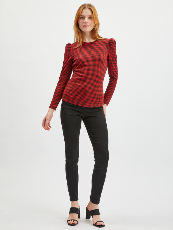 Orsay Rotes gemustertes Damen-Langarmshirt ORSAY