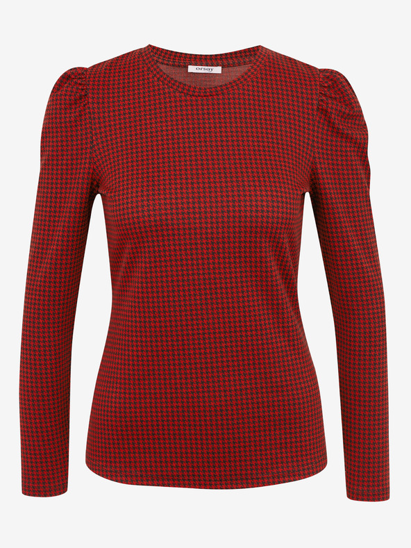 Orsay Rotes gemustertes Damen-Langarmshirt ORSAY