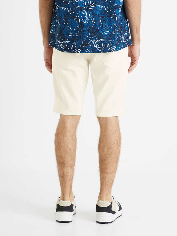 Celio Cremefarbene Herren Denim-Shorts Celio Doknitbm