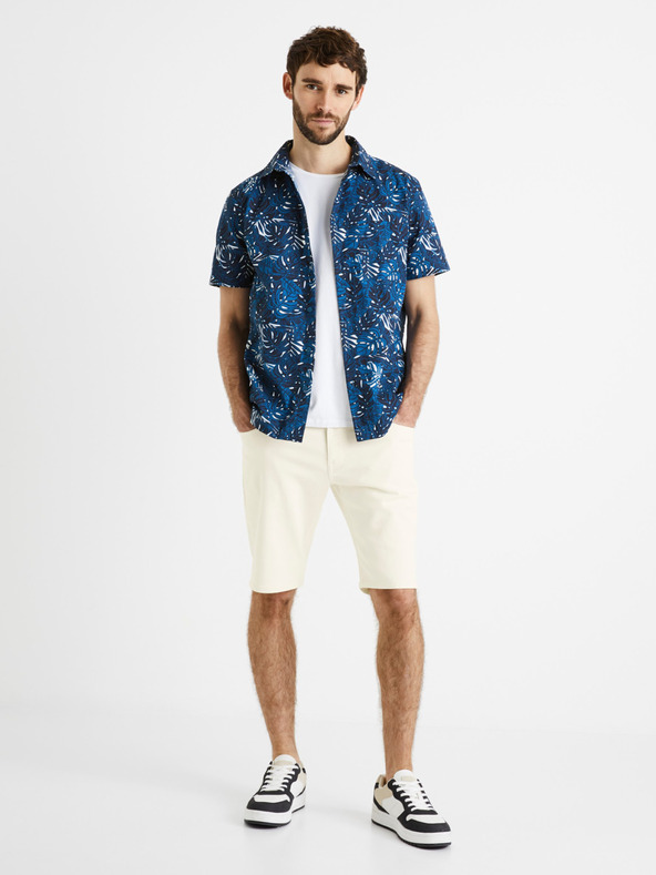 Celio Cremefarbene Herren Denim-Shorts Celio Doknitbm