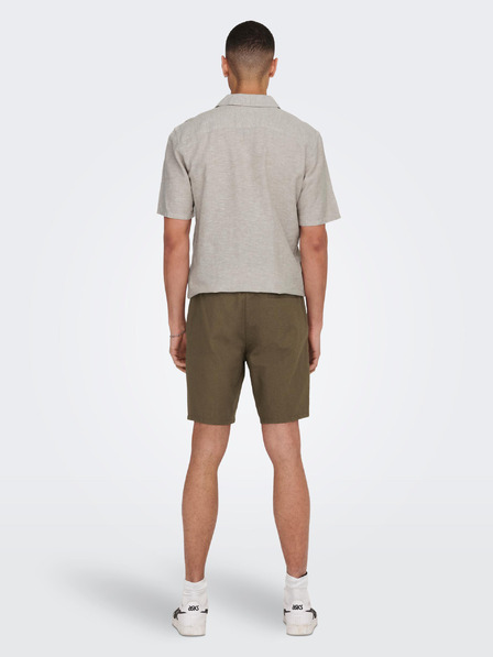 ONLY & SONS Braune Herren-Leinen-Shorts ONLY & SONS Linus