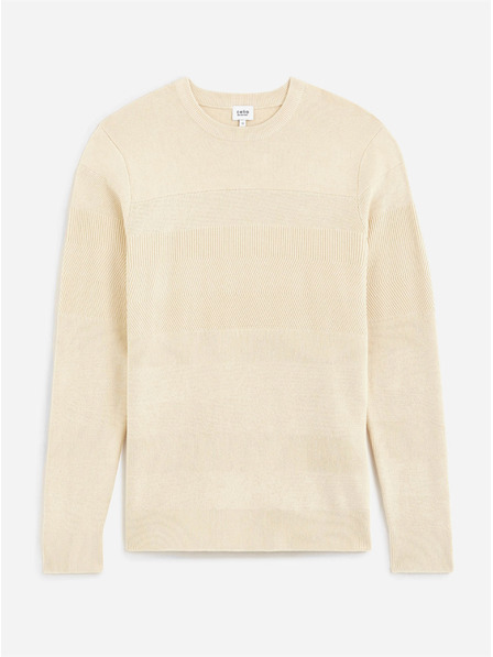 Celio Beige gestreifter Herren-Pullover Celio Defields