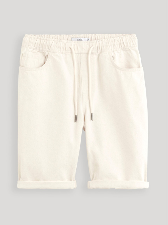 Celio Cremefarbene Jeansshorts für Männer Celio Dojogdenbm