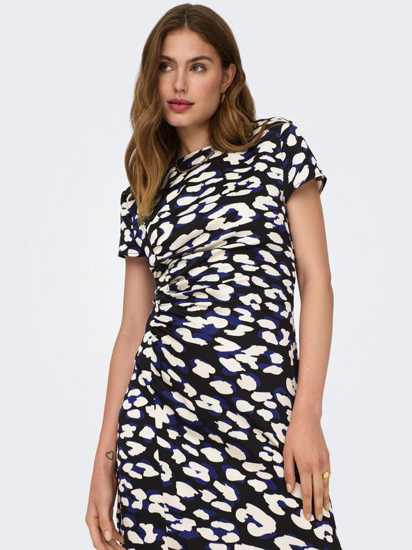 Jacqueline de Yong Cremefarbenes und schwarzes gemustertes Damenkleid JDY Urba