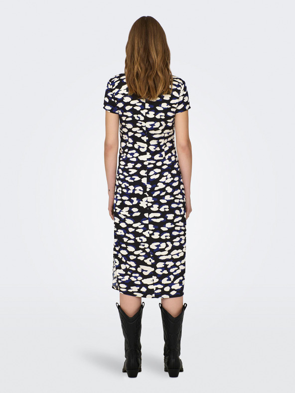 Jacqueline de Yong Cremefarbenes und schwarzes gemustertes Damenkleid JDY Urba