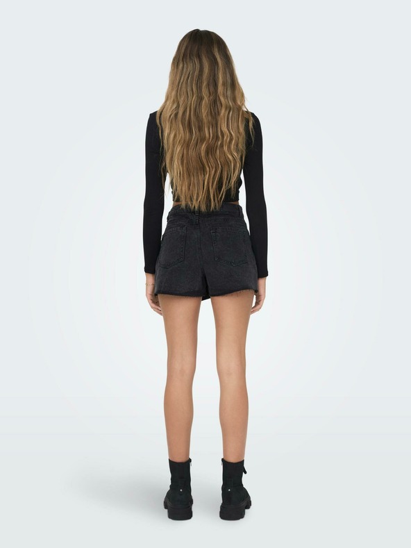 ONLY Schwarzes Damen-T-Shirt mit Schlitzen ONLY Nikita