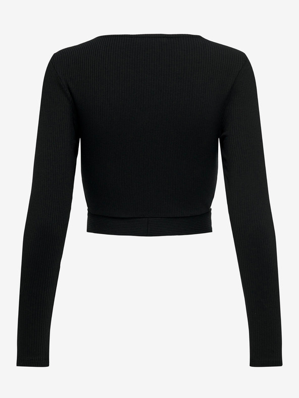 ONLY Schwarzes Damen-T-Shirt mit Schlitzen ONLY Nikita