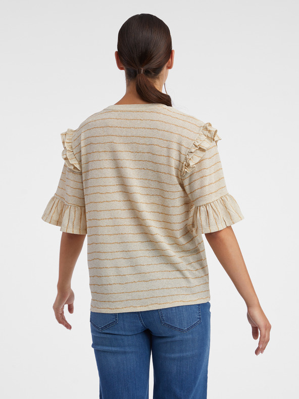 Orsay Beigefarbenes gestreiftes Damen-T-Shirt ORSAY