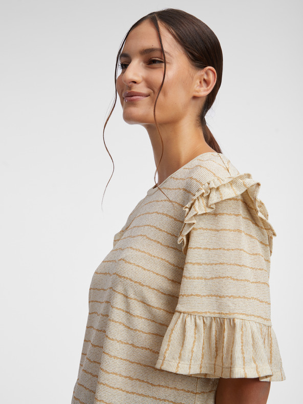 Orsay Beigefarbenes gestreiftes Damen-T-Shirt ORSAY