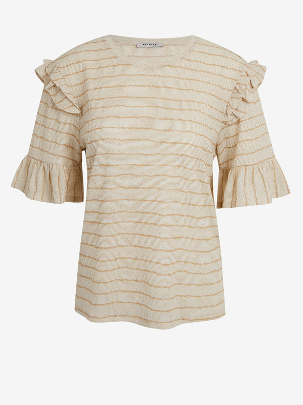 Orsay Beigefarbenes gestreiftes Damen-T-Shirt ORSAY
