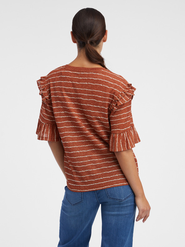 Orsay Braunes gestreiftes Damen-Poloshirt ORSAY