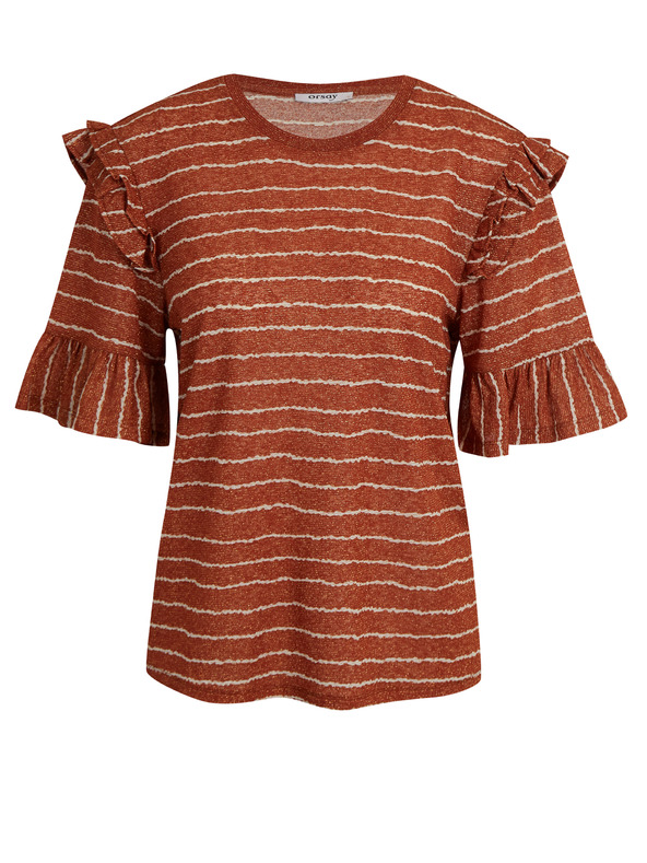 Orsay Braunes gestreiftes Damen-Poloshirt ORSAY