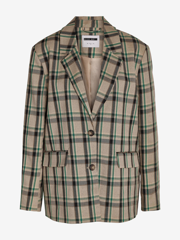 Noisy May Beigefarbener Damenmantel mit Karomuster Noisy May Laura