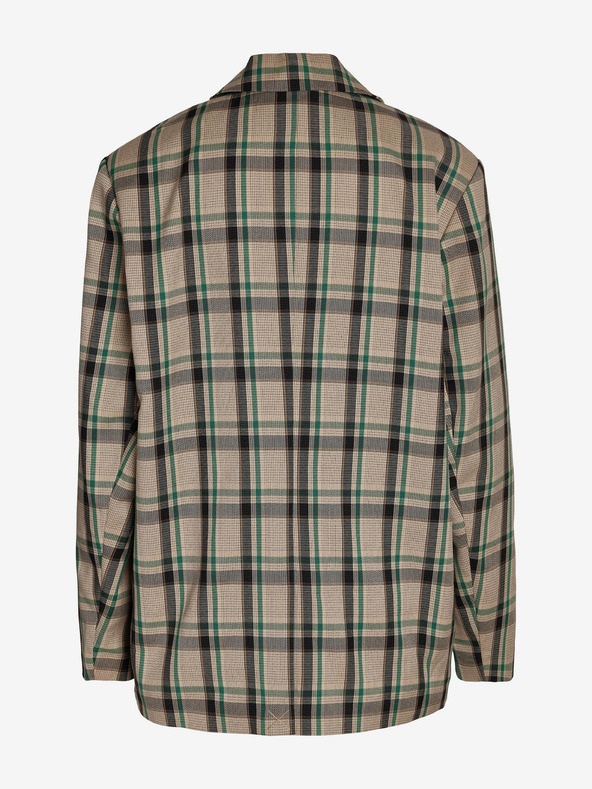 Noisy May Beigefarbener Damenmantel mit Karomuster Noisy May Laura