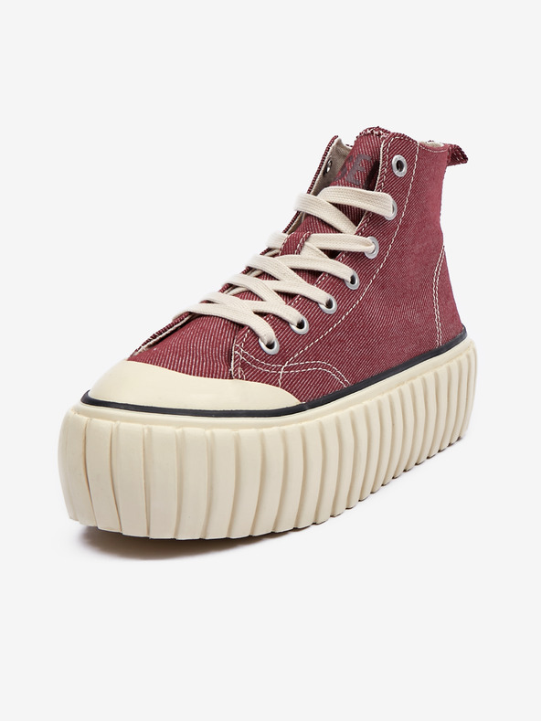 Diesel Diesel Hanami burgunderfarbene Damen-Sneakers mit Plateausohle