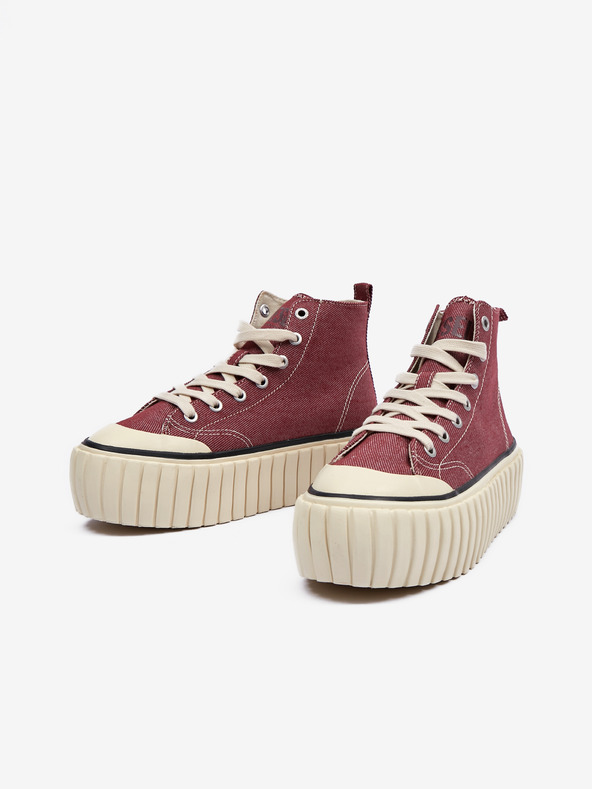 Diesel Diesel Hanami burgunderfarbene Damen-Sneakers mit Plateausohle