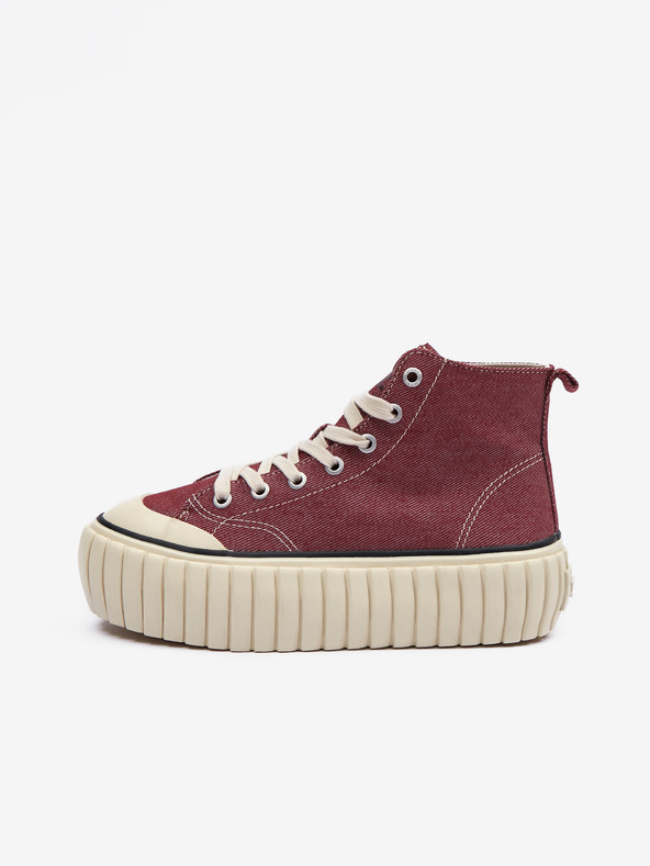 Diesel Diesel Hanami burgunderfarbene Damen-Sneakers mit Plateausohle
