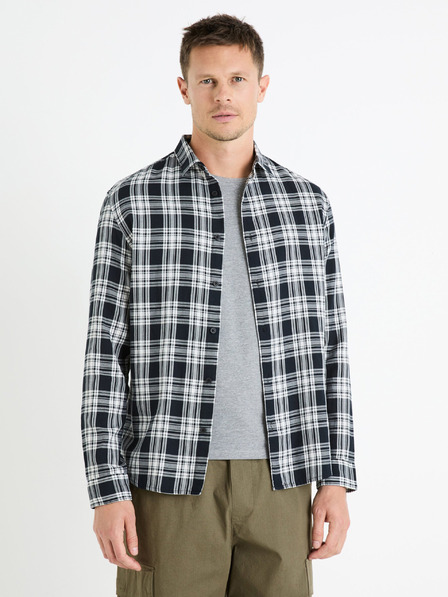 Celio Schwarz kariertes Herrenhemd Celio Fadro