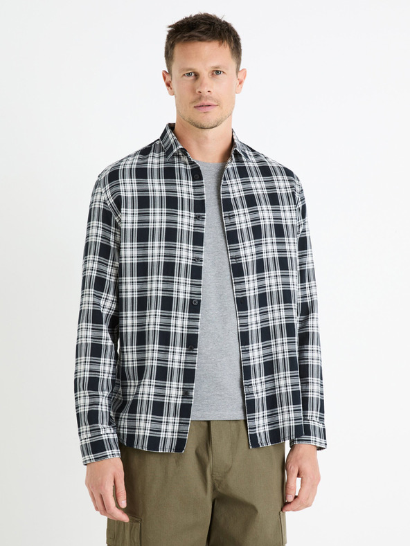 Celio Schwarz kariertes Herrenhemd Celio Fadro