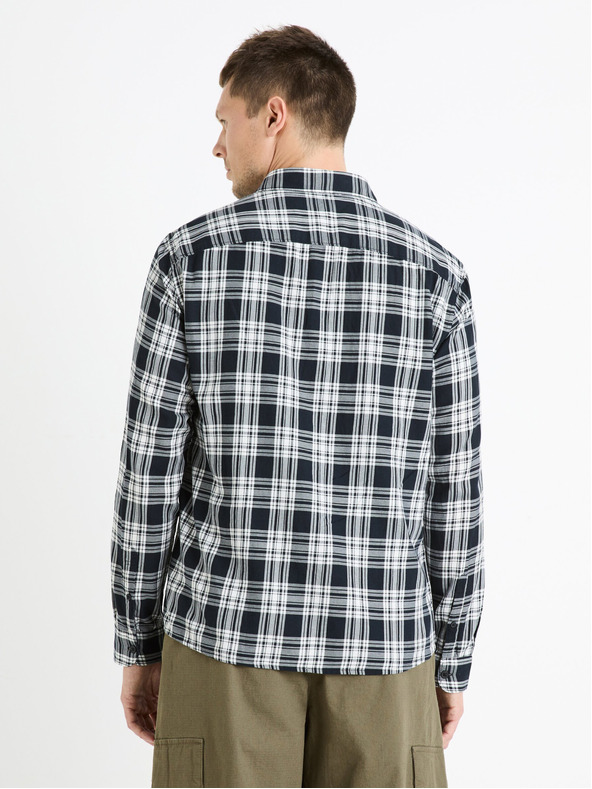 Celio Schwarz kariertes Herrenhemd Celio Fadro