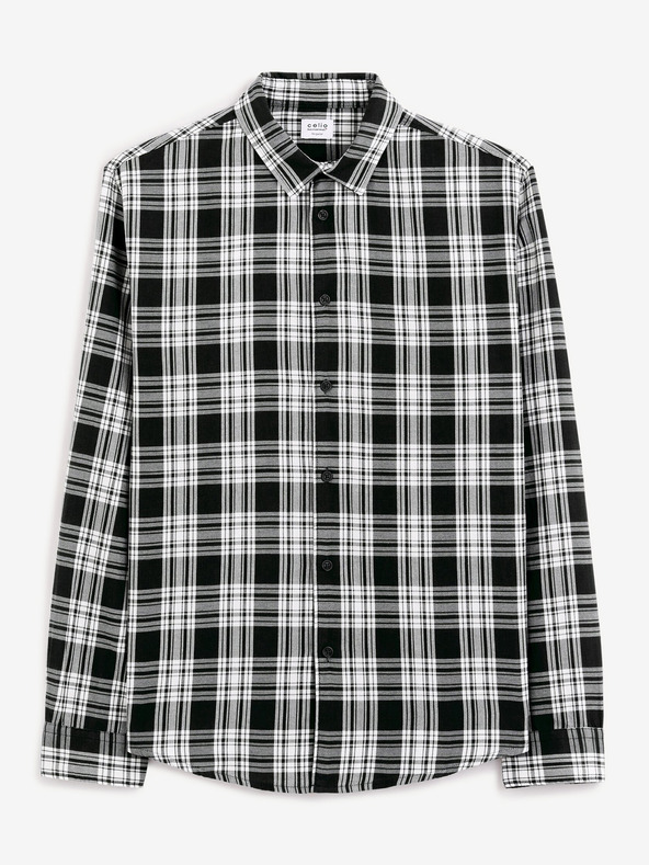 Celio Schwarz kariertes Herrenhemd Celio Fadro