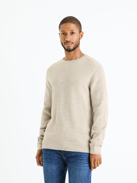 Celio Beige Herren-Basic-Pullover Celio Femoon