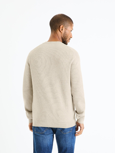 Celio Beige Herren-Basic-Pullover Celio Femoon