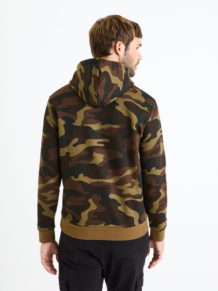 Celio Grüner und brauner Herren-Armee-Kapuzenpullover Celio Felastmin