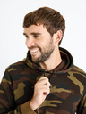 Celio Grüner und brauner Herren-Armee-Kapuzenpullover Celio Felastmin