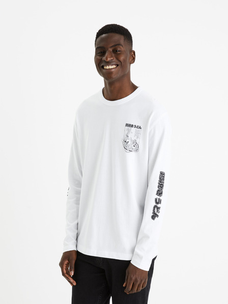 Celio Weißes Herren-T-Shirt mit Druck Celio Feprime