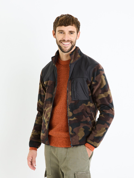 Celio Braunes Herren-Sweatshirt mit Reißverschluss Celio Fecamo