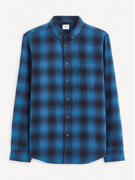 Celio Blau kariertes Herrenhemd Celio Fabuche