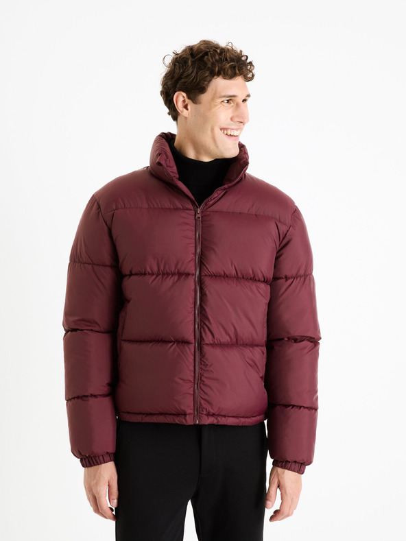 Celio Burgunderfarbene gesteppte Herren-Winterjacke Celio Fuparigi