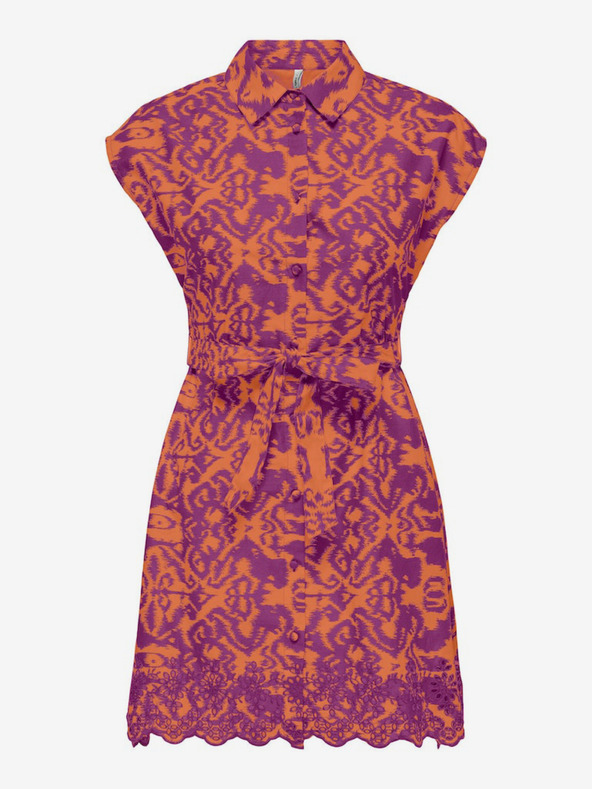 ONLY Orange und lila gemustertes Damen-Shirtkleid ONLY Lou
