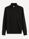 Celio Schwarze Herrenstrickjacke mit Reißverschluss und Wollmischung Celio Fecardinos