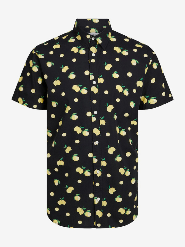 Jack & Jones Schwarzes gemustertes Herrenhemd mit kurzen Ärmeln Jack & Jones Sunshade
