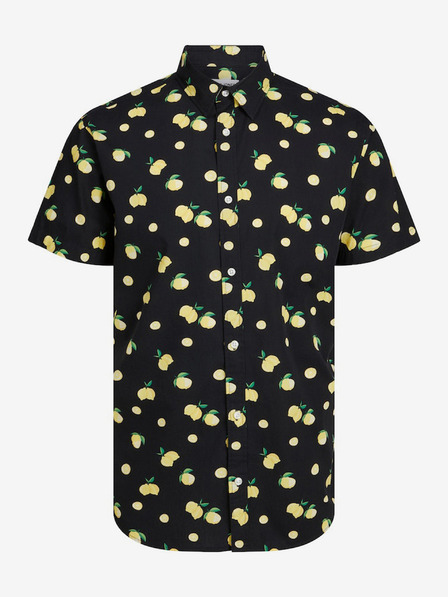 Jack & Jones Schwarzes gemustertes Herrenhemd mit kurzen Ärmeln Jack & Jones Sunshade