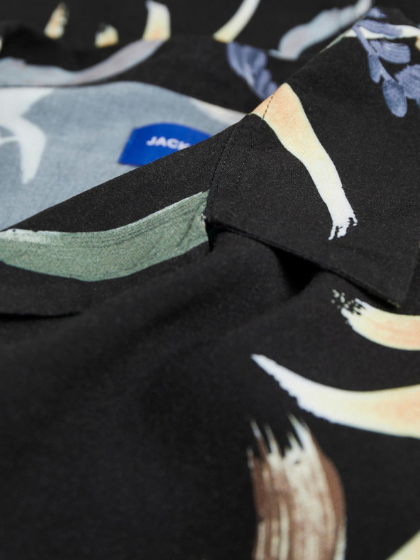 Jack & Jones Schwarzes gemustertes Herren-Kurzarmhemd Jack & Jones Luke