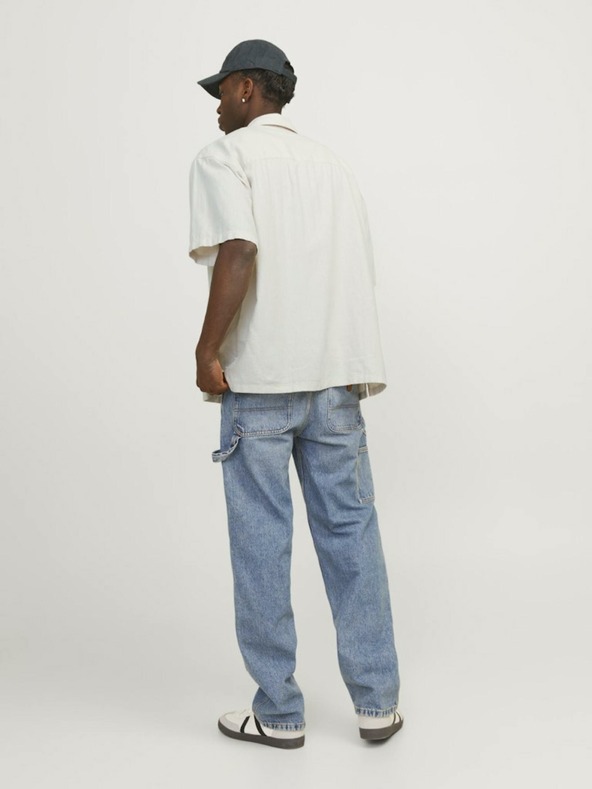 Jack & Jones Cremefarbenes Herren-Kurzarmhemd aus Leinen Jack & Jones Faro