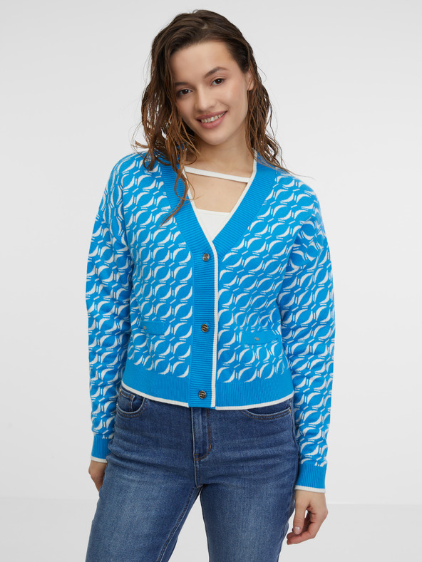 Orsay Blaue gemusterte Damen Strickjacke ORSAY