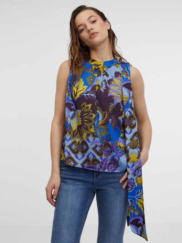 Orsay Blaue gemusterte Damen-Satinbluse ORSAY