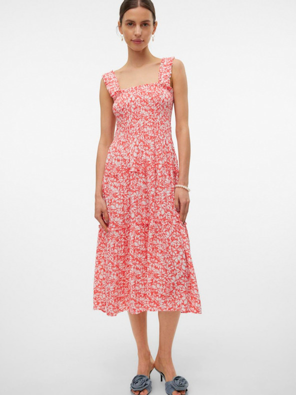 Vero Moda Rot-weißes Midikleid Vero Moda Menny
